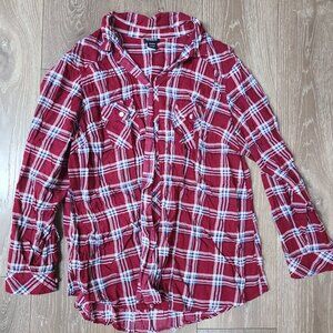 Torrid Plus Size Red Blue Plaid Button Down Long Sleeve Flannel Shirt